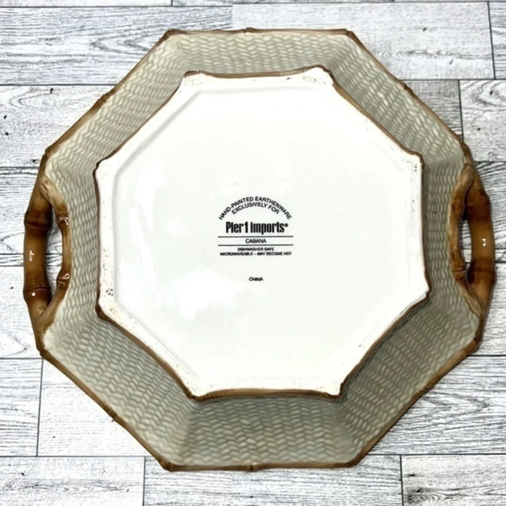 Pier 1 Imports Cabana Ceramic Bamboo Bowl